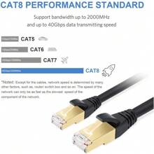 1-15m Lan Kabel CAT8 Netzwerkkabel Internet DSL Router Patch Kabel Ethernet RJ45 Ideal für PC, Notebook, Laptop, TV, Spielekonsolen wie Playstation PS4 und PS5 oder auch Xbox Series S und X, PC, Router, Netzwerk-Kameras, Netzwerk-Drucker, Server, Smart-TV , Media-Player, Surroundverstärker, Internet-Radios usw - Schwarz - Übersicht 2