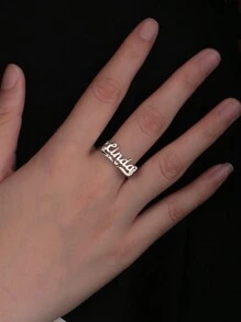 Customized Personalized Name Euromerican Style Rapper Lace Ring, Ideal For Father's Day, Mother's Day, Valentine's Day, Birthday, Anniversary For Birthdays, For Daily Wear, For Prom, For Mother's Day, For Valentine's Day, For Graduation, For Weddings, For Father's Day, For Party