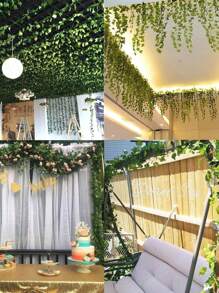 12件/套 78英尺塑料人造常春藤藤蔓悬挂植物，适用于墙壁、花园、户外、室内、婚礼、家居装饰、情人节、生日、毕业典礼等场合。 - 綠色 - 查看 9