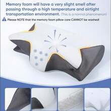 Memory Foam Neck Pillow,Soft Comfortable Contour Sleep Pillow For Summer Daily Use,Side Sleeper Pillows, Bed Neck Pillow For Side Back Sleepers, Bedroom Accessories - Xám - Xem 6