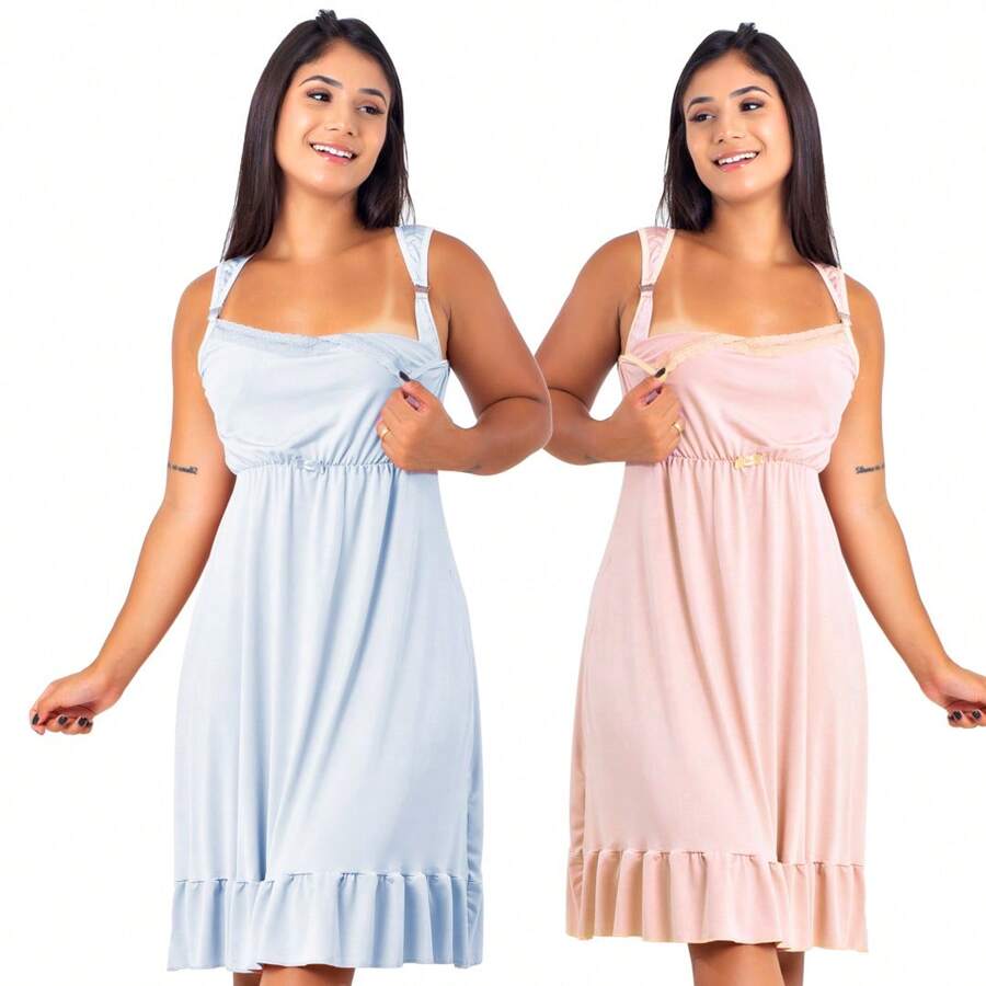 Plus Size Nightgowns & Sleepshirts - Baby Pink - View 1