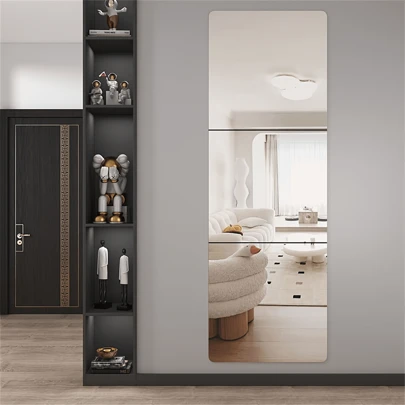 4 件/8 件自粘墙镜贴纸，全身更衣室风格，现代家居和宿舍装饰，易于安装，适用于客厅和卧室，贴纸，墙贴花，用于家居装饰的乙烯基贴花，春季装饰品让您的家焕然一新，拉玛装饰贴纸礼物生日毕业镜子墙壁装饰房间装饰镜子用于房间浴室装饰客厅装饰