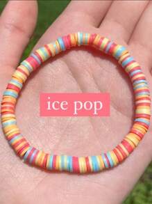 1 Peça Pulseira de Argila Simples com Contas | Pulseira de Verão Preppy | Pulseira Elástica com Contas Heishi | Joias de Garota Coco | Brilhante, Pastel, (Pode haver ligeira variação de cor) - Colorida - Visão 8