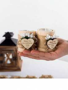 1入組帶蠟燭的木質許願燈座，適用於婚禮、派對裝飾，適用於桌面中心裝飾，生日、節日、情人節、新娘派對、茶蠟燭架 - 多色 - 查看 5