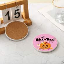 1 件陶瓷软木杯垫，万圣节彩绘设计，耐热、防水、防烫杯垫，简约节日礼物，艺术家居装饰，万圣节装饰，家居装饰万圣节派对 - 彩色 - 查看 10