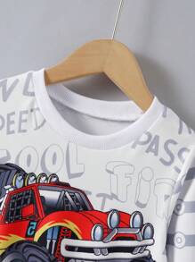 BrownBark 1pc Young Boy Casual Minimalist Sweatshirt, Spring Cool Boy Car & Letter Graphic Long Sleeve Crew Neck Sweatshirt, Soft Comfortable Casual Boys Clothing - Multicolor - View 7