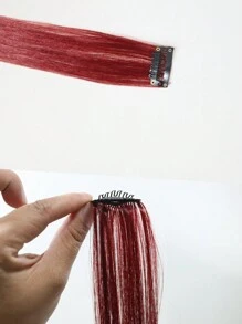 10 cái/gói tóc nối kẹp nhiều màu sắc, tóc nối tổng hợp rực rỡ cho tiệc tùng/lễ hội dành cho phụ nữ - Màu Đỏ Sâu - Xem 9