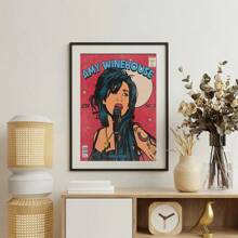 1pc Unframed, Retro Comic Book Style Illustration Poster, Amy Winehouse, Black Legendary Singer Portrait Canvas Prints, Modern Canvas Wall Art, Artwork Wall Painting For Gift, For Bedroom, Living Room, Wall Decor, Home And Dormitory Decoration - Multi-color - View 4