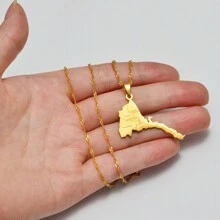 1pc Eritrea Map With City Name Pendant Necklaces Women Girls Silver Color/Gold Color Jewelry African Map Of Eritrean - Multicolor - View 4