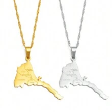 1pc Eritrea Map With City Name Pendant Necklaces Women Girls Silver Color/Gold Color Jewelry African Map Of Eritrean - Multicolor - View 8