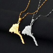 1pc Eritrea Map With City Name Pendant Necklaces Women Girls Silver Color/Gold Color Jewelry African Map Of Eritrean - Multicolor - View 2