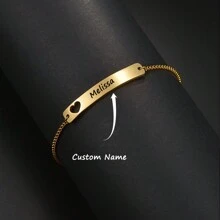 Silver Hollow Butterfly Carved Bracelet, Unisex, DIY Customized Carved Bracelet Set, Stainless Steel Material, High-Quality Curved Brand Customized Bracelet - Gold Heart Bracelet - View 10