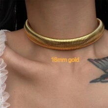 1入復古風修身項鍊，18K金鍍不銹鋼材質，適合女性日常佩戴和婚禮禮物 - Necklace - 查看 13