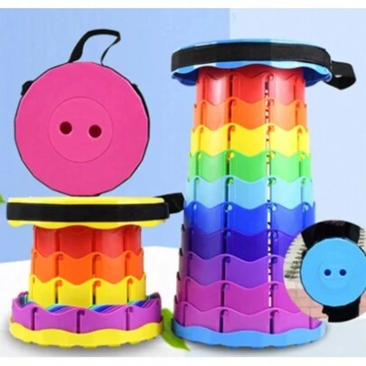 Taburete retráctil portátil, silla plegable para acampar, muebles de exterior, taburete telescópico de arcoíris, asiento de pesca de viaje