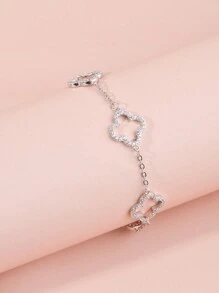 1pc Lucky Four-Leaf Clover Stylish Women's Bracelet With Cubic Zirconia, Surprise Gift For Valentine's Day, Birthday, Mother, Girlfriend, Daughter Valentines