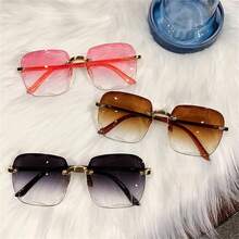 Kính râm vuông không gọng thời trang cho phụ nữ mùa hè Gradient Sun Shades cho kỳ nghỉ bãi biển du lịch phụ kiện bãi biển cho phụ nữ kính râm kính râm - nhiều màu - Xem 1