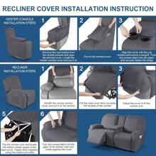 8pcs Milk Silk Double Recliner Sofa Cover Set With Cup Holder - Black - View 6