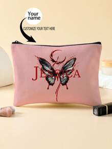 随机图案新款化妆包，定制照片化妆包，可根据您的独特设计定制，轻质防水帆布拉链化妆包也非常适合零钱包、铅笔盒，非常适合购物、约会、度假、旅行、节日、派对或作为返校礼品店