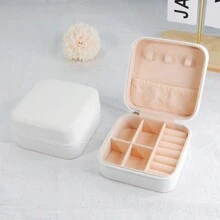1pc Mother's Day Gift Travel Jewelry Box, PU Leather Small Jewelry Storage Box, Ladies And Girls Double Portable Mini Suitcase Display Storage Box, Suitable For Earrings, Rings, Necklaces, Bracelets. Organizer Storage Box Travel - Multicolor - View 12