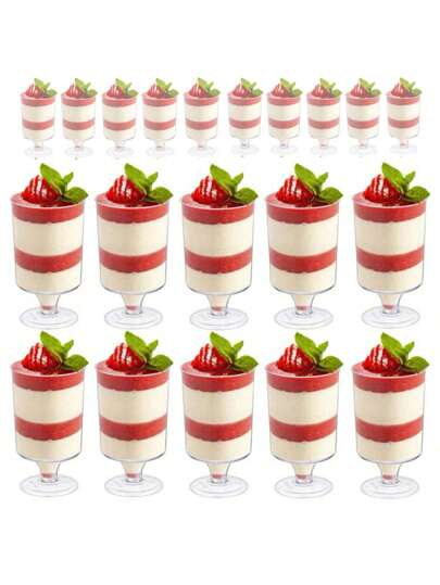 10st Glasstårta Sockelglas, Transparenta dessertkoppar för frukt och kakor, sked ingår ej. Idealisk för glass, mousse, pudding, högt glas, snapsglas, dessertkoppar för fester och sammankomster.