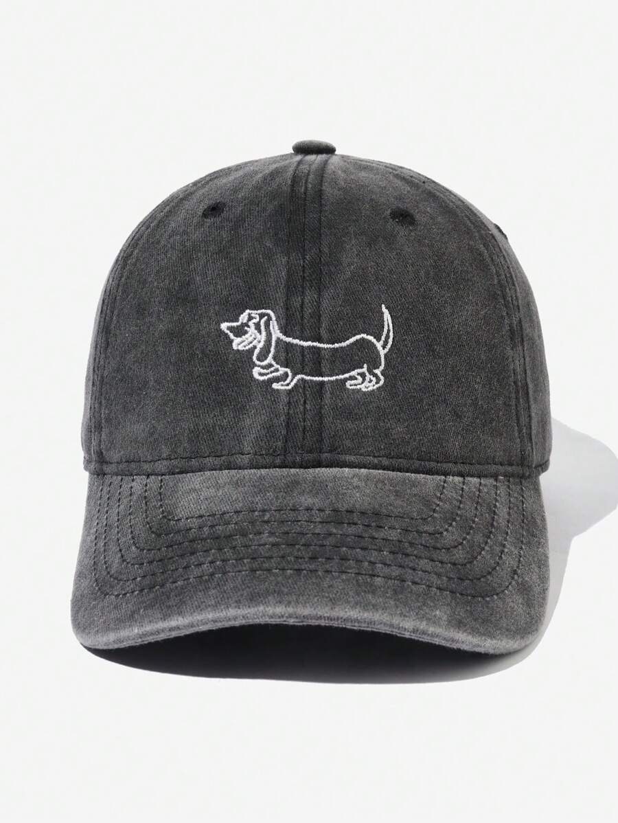 1 Máy Tính Rửa Sạch Vintage Dễ Thương Dachshund Thêu Chống Nắng Mũ Bóng Chày Thích Hợp Cho Kỳ Nghỉ Giải Trí Ngoài Trời - màu đen - Xem 1