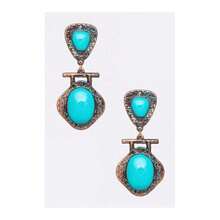 Western Boho Turquoise Earrings - Turquoise - View 4