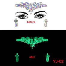 1pc  Face 3d Rhinestone Temporary TattooSticker, One Glow In The Dark For Cosplay,Party Decoration