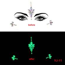 1pc  Face 3d Rhinestone Temporary TattooSticker, One Glow In The Dark For Cosplay,Party Decoration