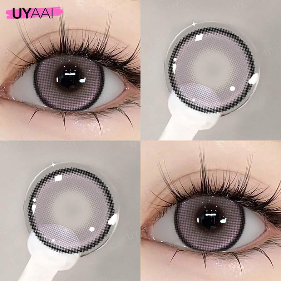 UYAAI 1-Year Disposable Colored Contact Lenses For Makeup And Disguise Techniques, Suitable For Halloween Costumes And Role-Playing - Purple - View 1