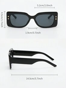 Gafas de sol cuadradas de moda para mujer, gafas falsas a juego con todo, gafas de sol de marco pequeño y retro - Negro - Ver 10