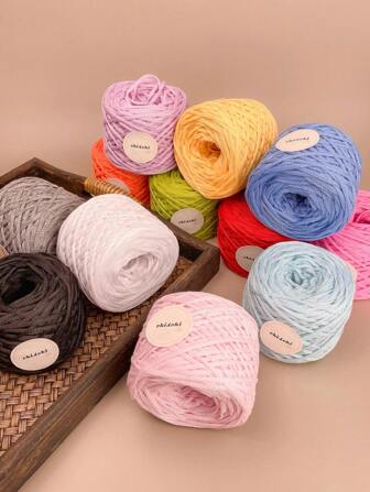 [Okidoki]12 Color Homemade Hand Woven 3mm Hollow Round Yarn Diy Knitting Bag Net Bag Beach Vacation Boredom Hand Material A Set Of 12 Color 600g And 100g