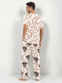 [DIY] Gepersonaliseerde pyjamaset met korte mouwen voor heren, gepersonaliseerde fotoafdrukken, cadeau, roman, grote hoofdfoto, portretvervanging, lichtgewicht en ademend, snel drogend, comfortabele stof, cadeaus voor vrienden/partners/geliefden, feest/verjaardag