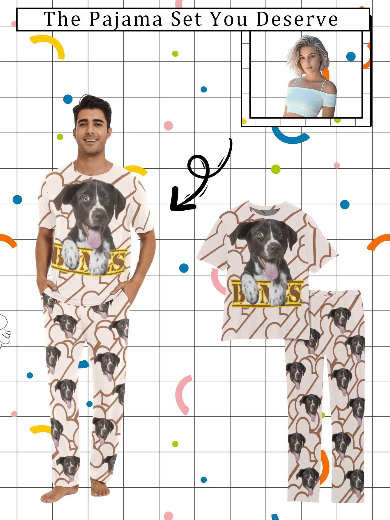 [DIY] Gepersonaliseerde pyjamaset met korte mouwen voor heren, gepersonaliseerde fotoafdrukken, cadeau, roman, grote hoofdfoto, portretvervanging, lichtgewicht en ademend, snel drogend, comfortabele stof, cadeaus voor vrienden/partners/geliefden, feest/verjaardag