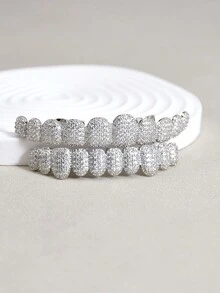 1 件/2 件闪亮万圣节 CZ 嘻哈护齿 - 水钻设计 - 说唱珠宝 - 迷人礼物 - 彩色 - 查看 3