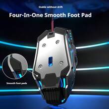 EWEADN USB有線遊戲滑鼠音效版金屬機械滑鼠適用於桌上型電腦、筆記型電腦、電腦、學校 - 黑色 - 查看 4