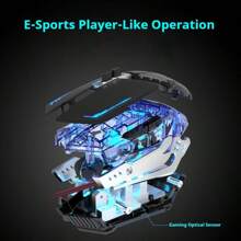 EWEADN USB有線遊戲滑鼠音效版金屬機械滑鼠適用於桌上型電腦、筆記型電腦、電腦、學校 - 黑色 - 查看 5