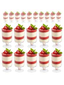 10入組雪糕蛋糕座杯，透明果汁杯適用於水果和蛋糕，不含匙。適用於冰淇淋、慕斯、布丁、高杯、小杯、派對和聚會的甜品杯。 - 無色 - 查看 1