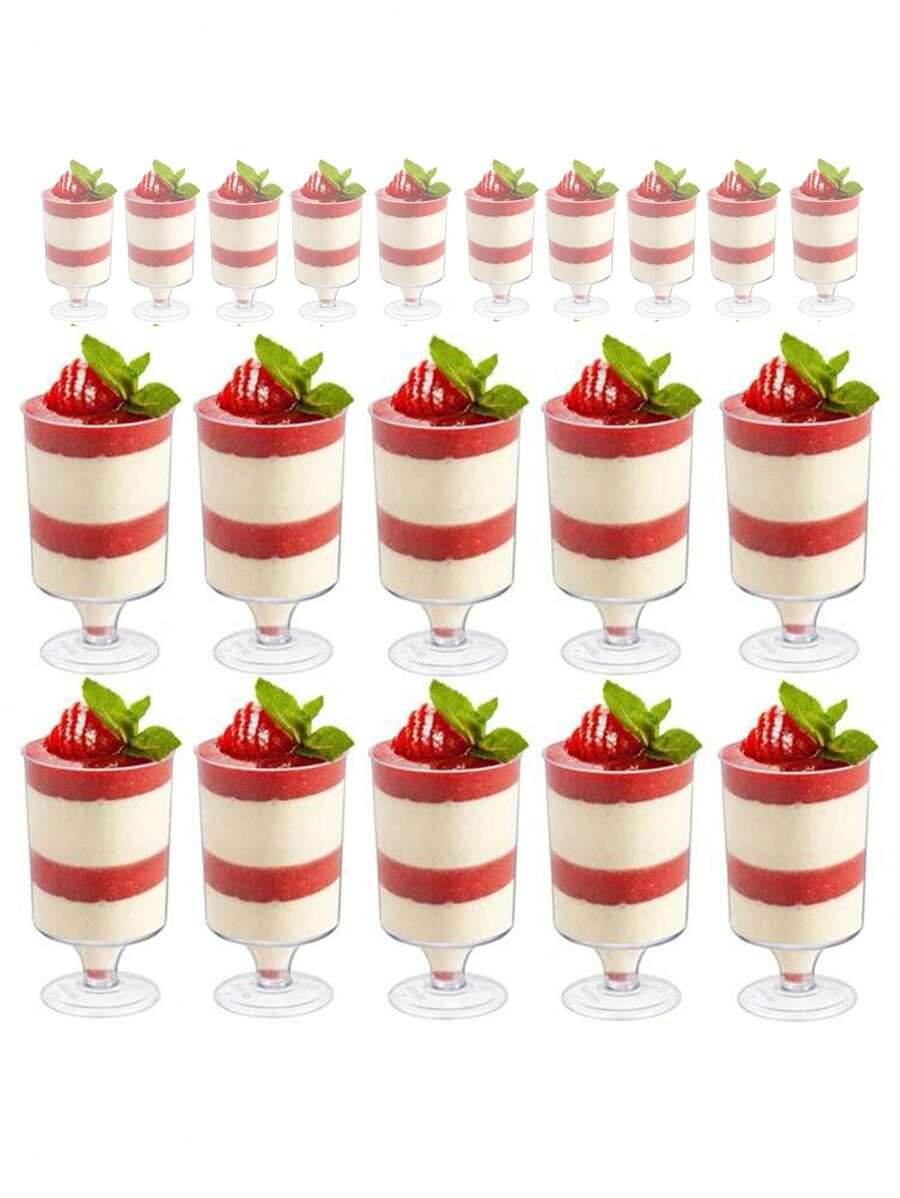 10入組雪糕蛋糕座杯，透明果汁杯適用於水果和蛋糕，不含匙。適用於冰淇淋、慕斯、布丁、高杯、小杯、派對和聚會的甜品杯。 - 無色 - 查看 1