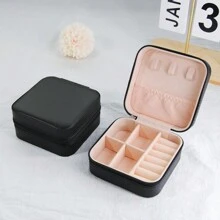 1pc Mother's Day Gift Travel Jewelry Box, PU Leather Small Jewelry Storage Box, Ladies And Girls Double Portable Mini Suitcase Display Storage Box, Suitable For Earrings, Rings, Necklaces, Bracelets. Organizer Storage Box Travel - Multicolor - View 15