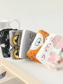 5 paia di calzini alla caviglia morbidi e traspiranti con motivo carino a orecchie di gatto, adatti da abbinare a sneaker, scarpe casual e qualsiasi tipo di calzature per il ritorno a scuola