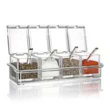 1入組，亞克力4款口味罐配勺-透明不可充電廚房儲物櫃，用於存放香料和草藥-透明調味料容器帶蓋家用廚房用具 - 彩色 - 查看 2
