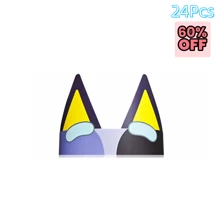 12 件/24 包/36 件狗耳朵头带蓝色狗狗生日派对帽蓝色和橙色纸质派对皇冠适用于小狗主题生日派对用品婴儿洗礼装饰，返校情人节