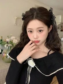 2 chiếc kẹp tóc công chúa dễ thương và đáng yêu cho bé gái, kẹp tóc nơ nhiều lớp phong cách múa ba lê cổ điển cho nữ sinh siêu tiên, trang trí tóc đuôi ngựa cho mùa tựu trường, trang phục hàng ngày, tiệc tùng, khiêu vũ khiêu vũ, quà tặng - 2 chiếc kẹp tóc nơ ruy băng ren - Xem 10