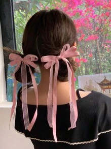 2 chiếc kẹp tóc công chúa dễ thương và đáng yêu cho bé gái, kẹp tóc nơ nhiều lớp phong cách múa ba lê cổ điển cho nữ sinh siêu tiên, trang trí tóc đuôi ngựa cho mùa tựu trường, trang phục hàng ngày, tiệc tùng, khiêu vũ khiêu vũ, quà tặng - 2 chiếc kẹp tóc nơ ruy băng ren - Xem 8