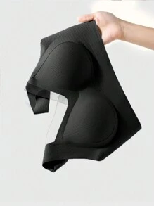 1 件女士无线轻垫无缝文胸，具有提升和塑形功能，露背可调节内衣，适合小胸围 - 黑色 - 查看 7