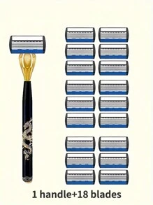 Hap Gabrie 7 层剃须刀片/男士手动剃须刀/龙纹金属手柄/手动剃须刀/剃须刀片替换装 - 彩色 - 查看 12