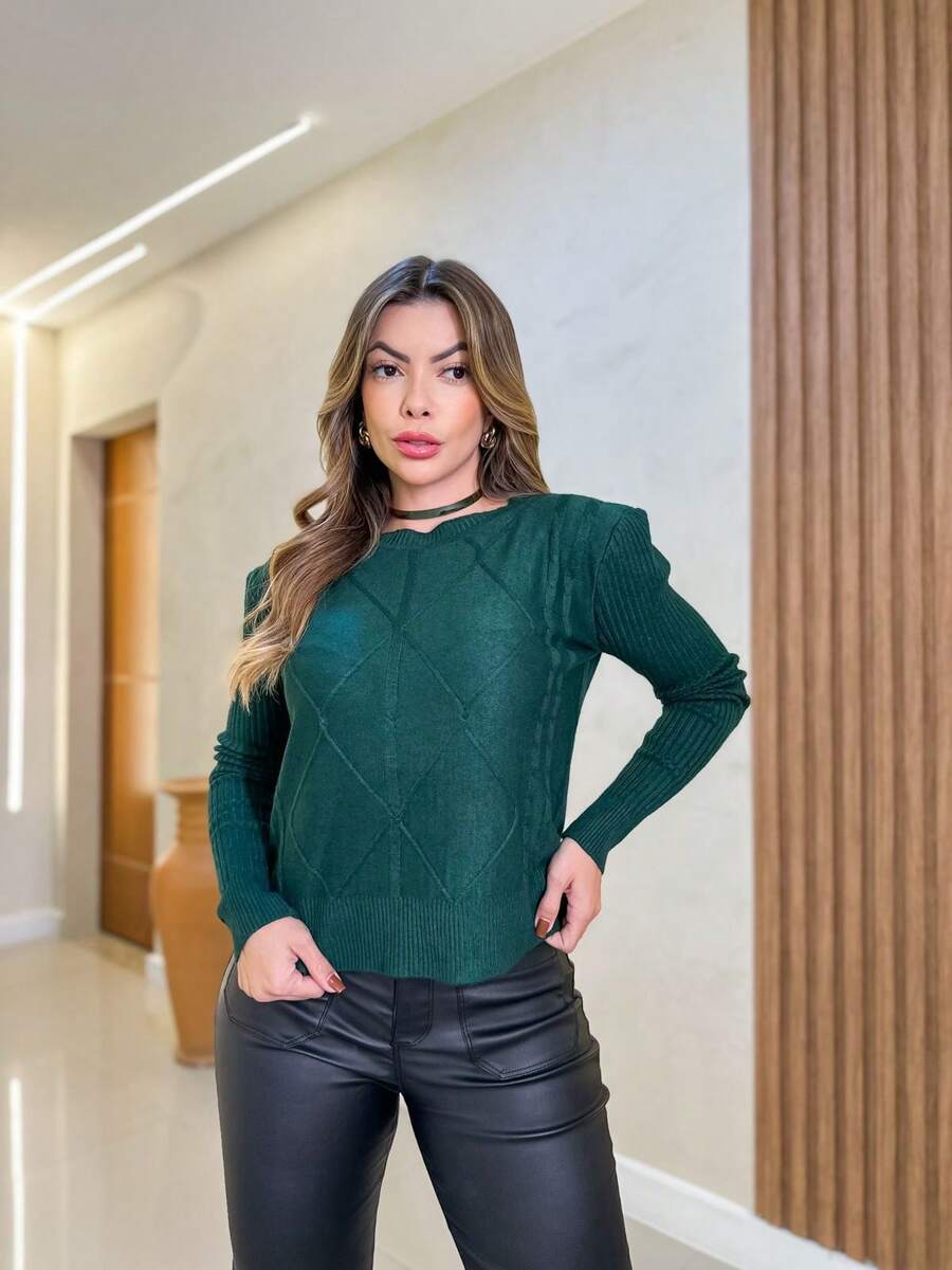 Women Knit Tops - 綠色 - 查看 1