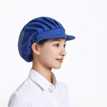 Simple And Breathable Dust-Proof Hat, Solid Color, Half Mesh, Short Brim, Pink And Blue, Multi-Color, One Size Fits All, Elastic Hat Ring, Suitable For Men And Women, Factory Cafeteria Anti Fouling Hat