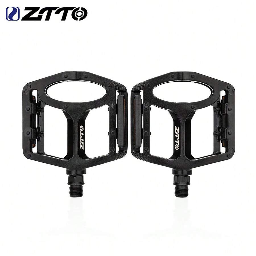 ZTTO Mountain Bike Flat Pedals, Aluminum Alloy, AM Road Bicycle DU Bushing Bearings, 9/16" Thread, Soft Ride, Gravel Road - Multicolor - View 1