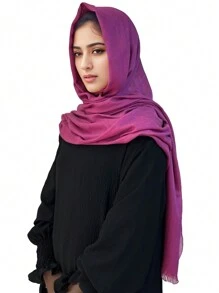 1 件时尚纯色轻质亚麻头巾，柔软舒适，适合冬季秋季日常穿着和装饰 - 彩色 - 查看 3